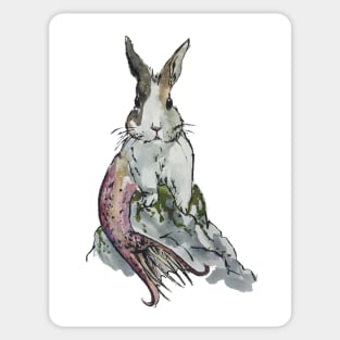 Mermaid Bunny on Rock Sticker